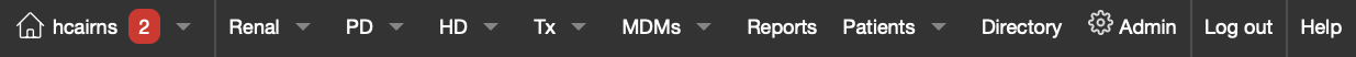 Main menubar options